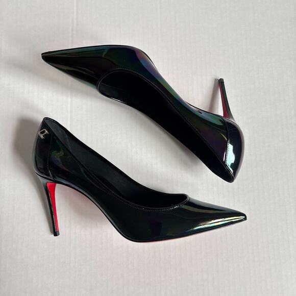 Christian Louboutin Sporty Kate 85 Patent Leather Black High Heel Pumps Size 37 - Picture 9 of 14